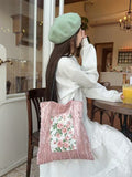 Load image into Gallery viewer, Pearlescent niche design canvas bag, large-capacity commuting bag, girl lace portable shoulder bag