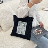 Load image into Gallery viewer, Pearlescent niche design canvas bag, large-capacity commuting bag, girl lace portable shoulder bag