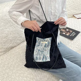 Load image into Gallery viewer, Pearlescent niche design canvas bag, large-capacity commuting bag, girl lace portable shoulder bag