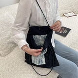 Load image into Gallery viewer, Pearlescent niche design canvas bag, large-capacity commuting bag, girl lace portable shoulder bag