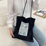 Load image into Gallery viewer, Pearlescent niche design canvas bag, large-capacity commuting bag, girl lace portable shoulder bag