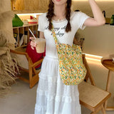 Load image into Gallery viewer, Western-style fashionable diagonal straddle bag, large capacity single-shoulder shopping bag, fashionable canvas bag