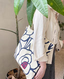 Load image into Gallery viewer, Korean style ins style flower illustration full-width single-shoulder canvas bag for female students