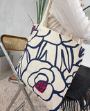 Load image into Gallery viewer, Korean style ins style flower illustration full-width single-shoulder canvas bag for female students